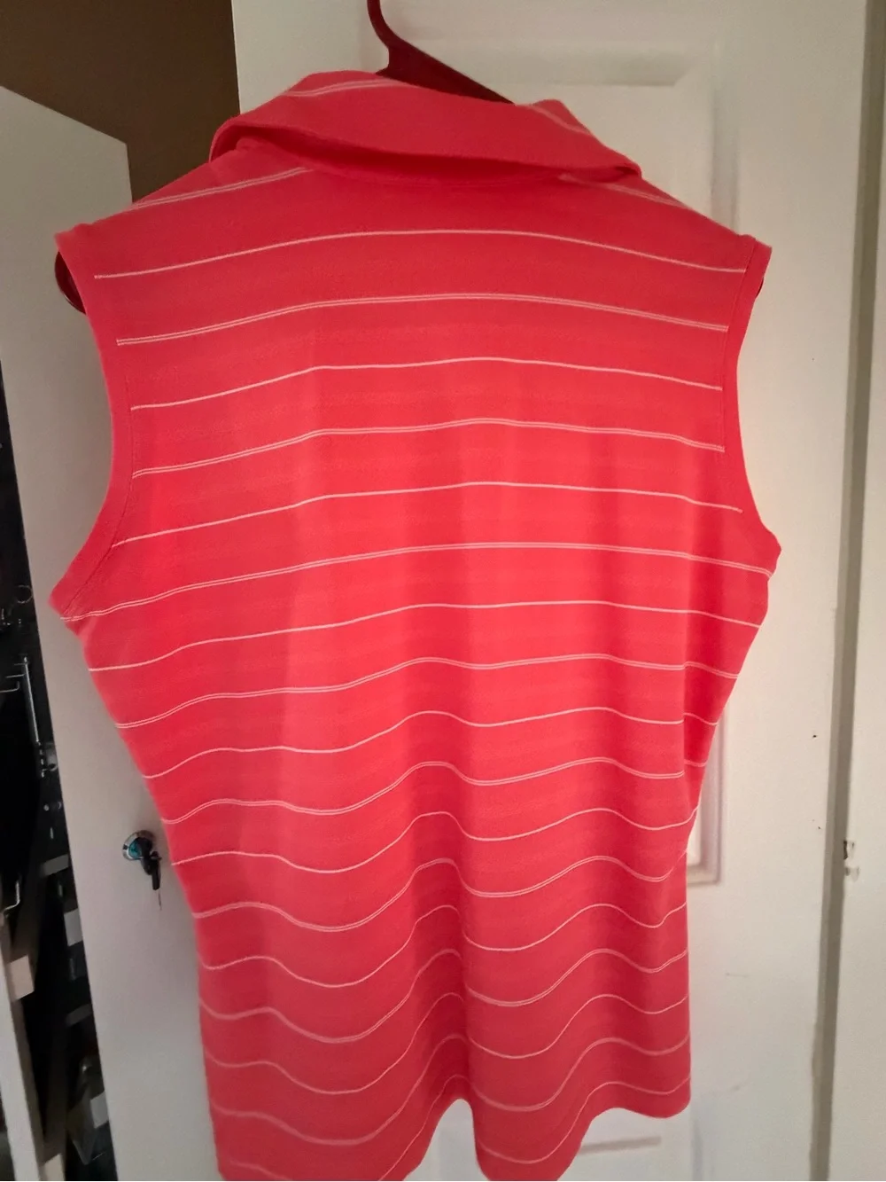Nike Golf Women's Coral Sleeveless Striped Polo Top, Nwot